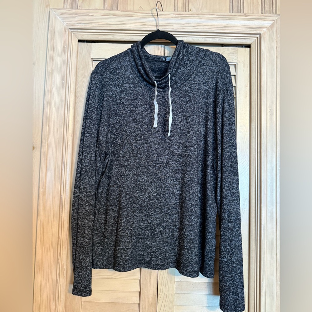 J Crew Cowl Neck Pullover Sweater Lightweight Black With Drawstrings, Size XL